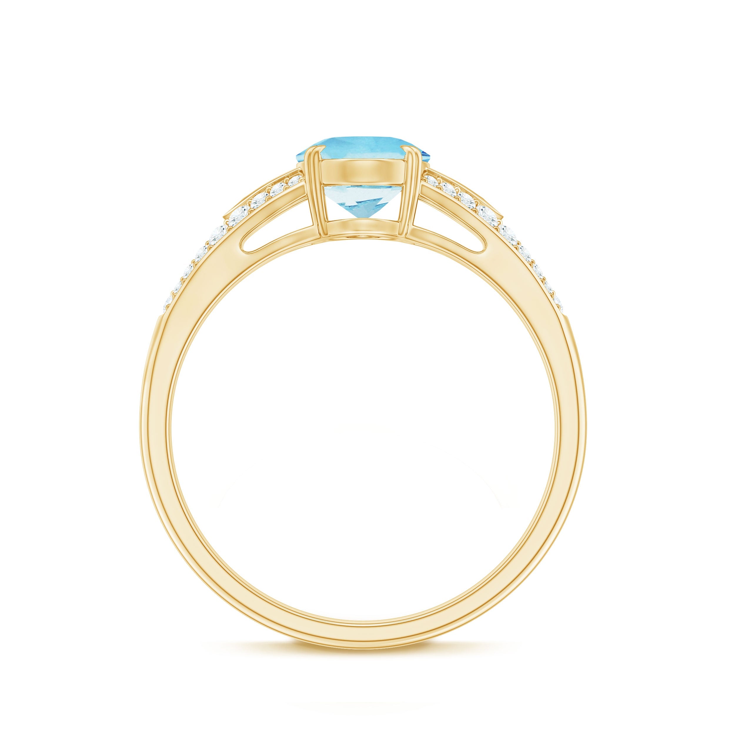 1.25 CT Oval Aquamarine Solitaire Engagement Ring with Diamond Accent