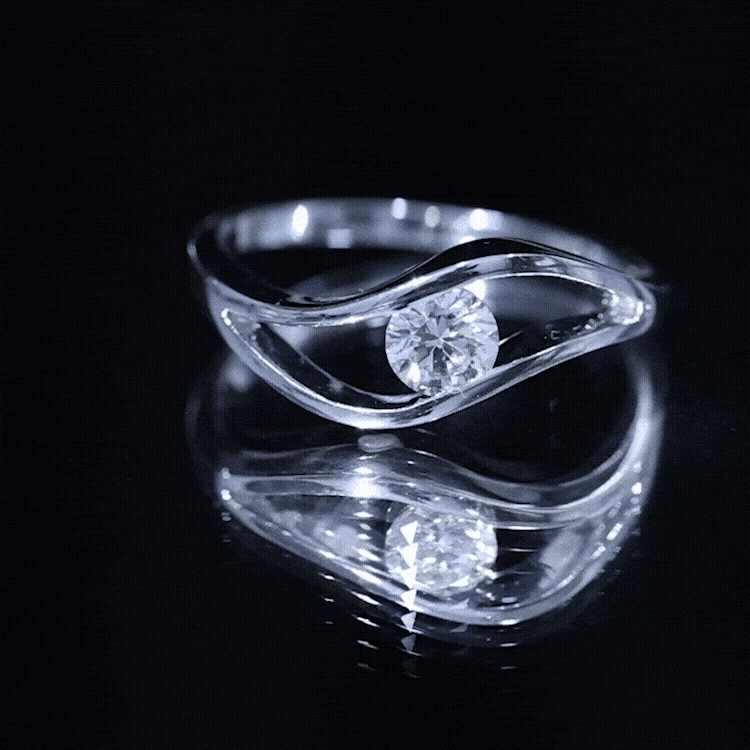 Certified 6 MM Round Moissanite Solitaire Ring with Tension Setting