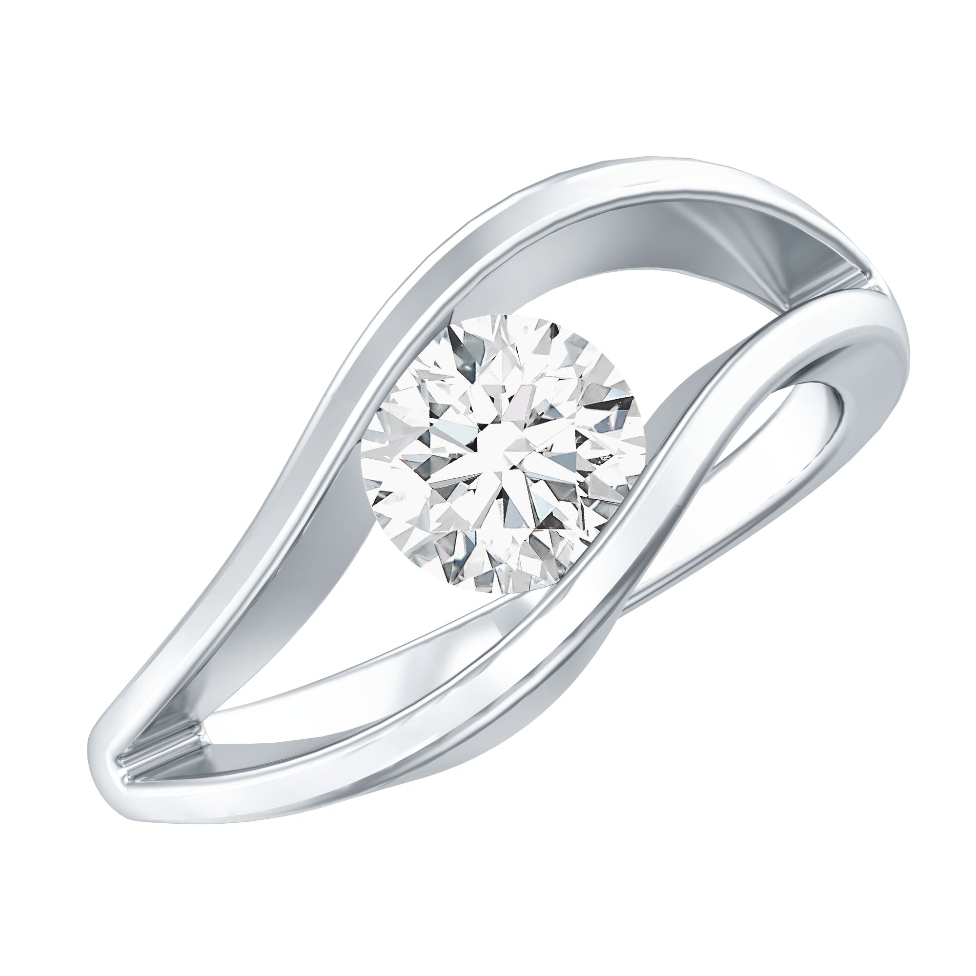 Certified 6 MM Round Moissanite Solitaire Ring with Tension Setting