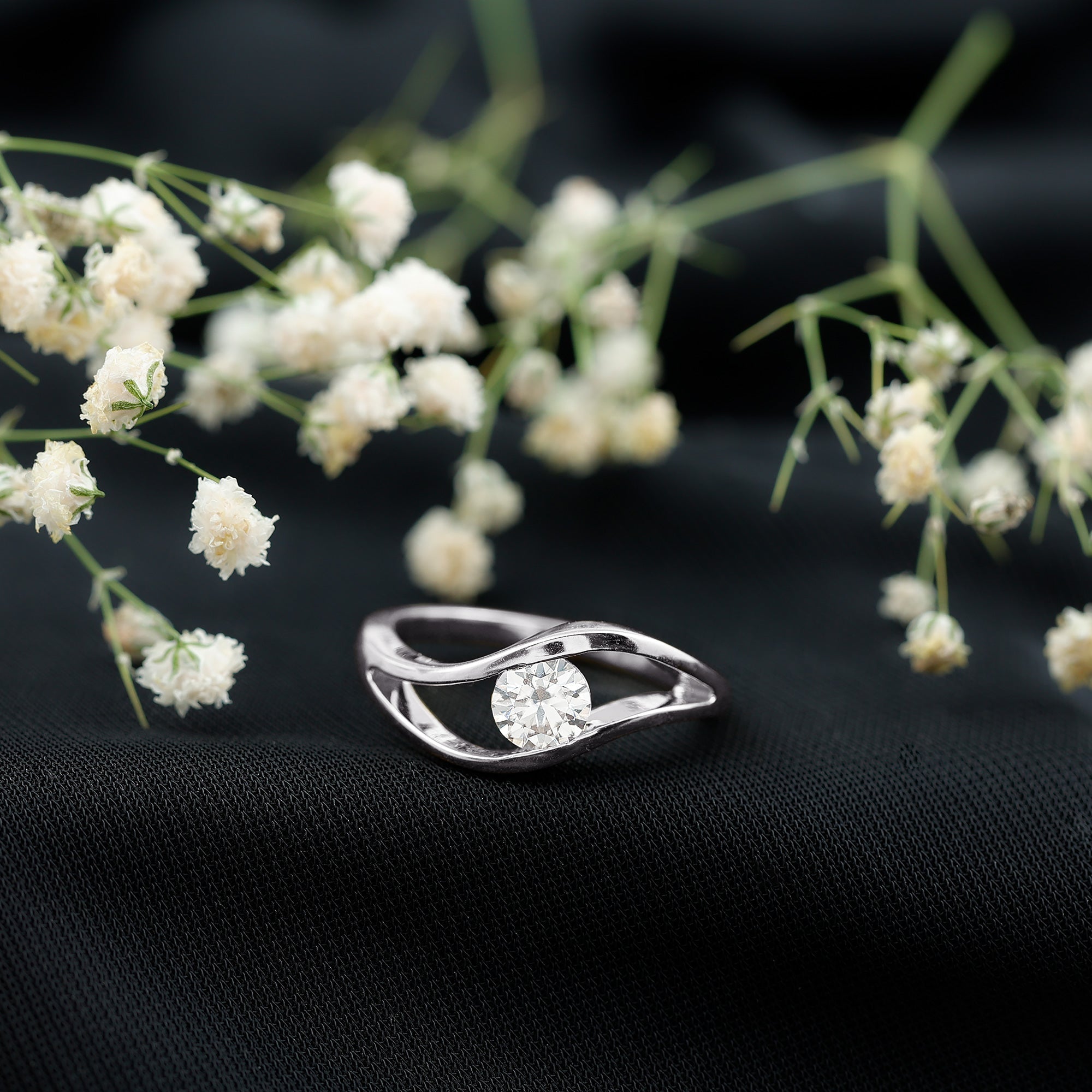 Certified 6 MM Round Moissanite Solitaire Ring with Tension Setting
