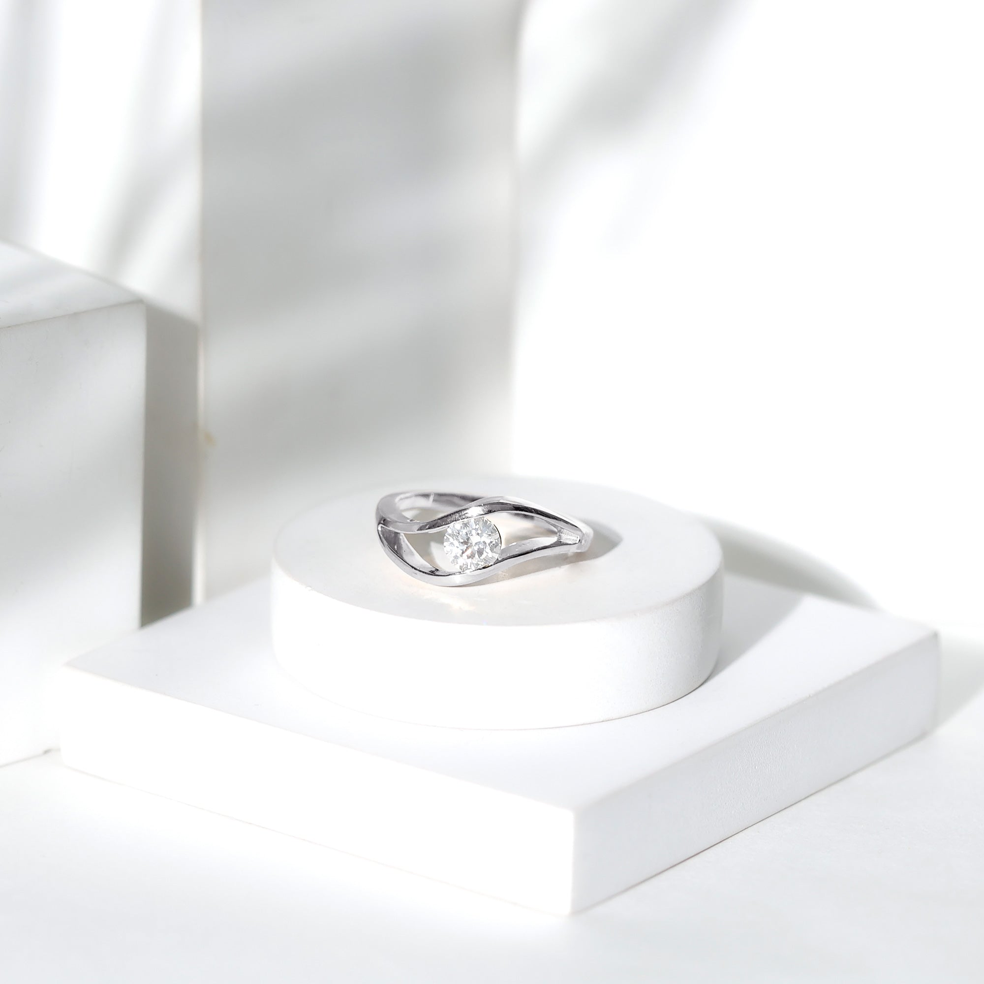 Certified 6 MM Round Moissanite Solitaire Ring with Tension Setting