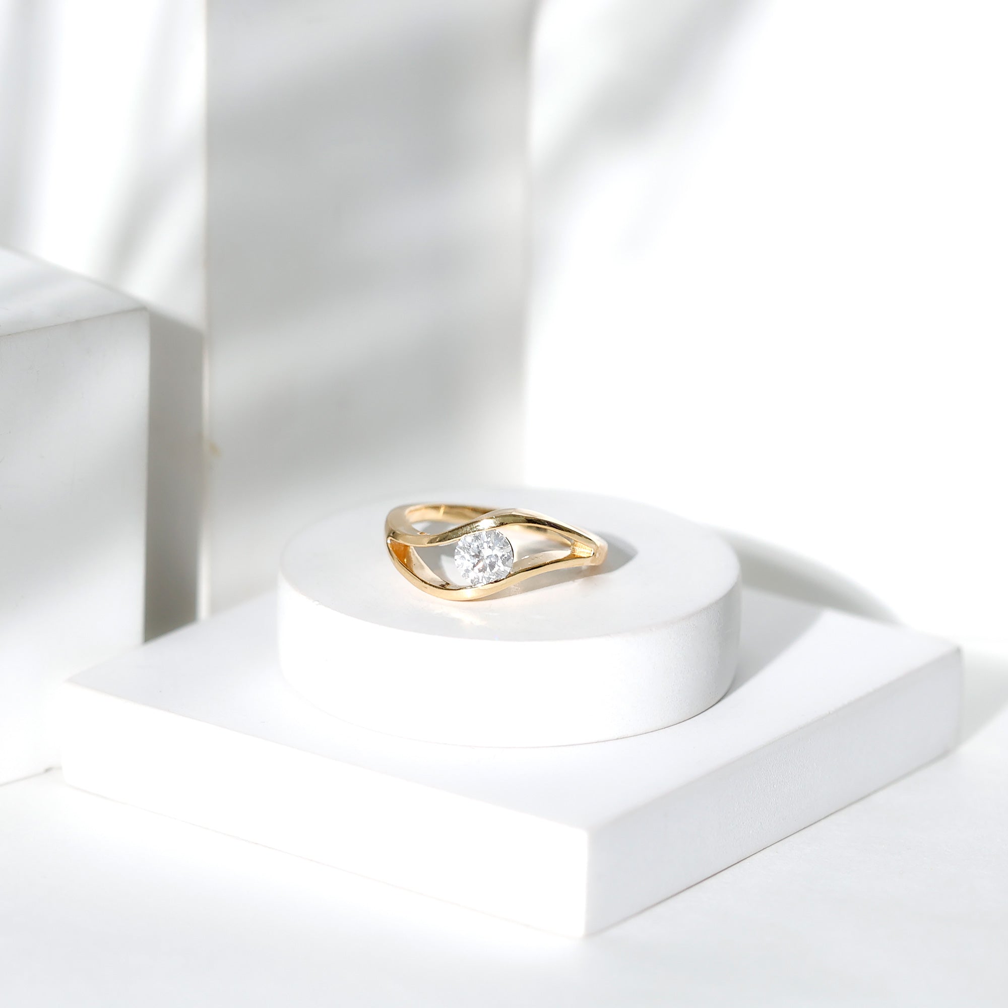 Certified 6 MM Round Moissanite Solitaire Ring with Tension Setting