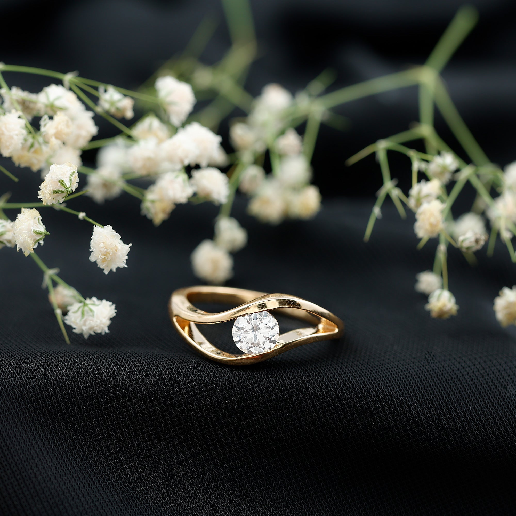 Certified 6 MM Round Moissanite Solitaire Ring with Tension Setting