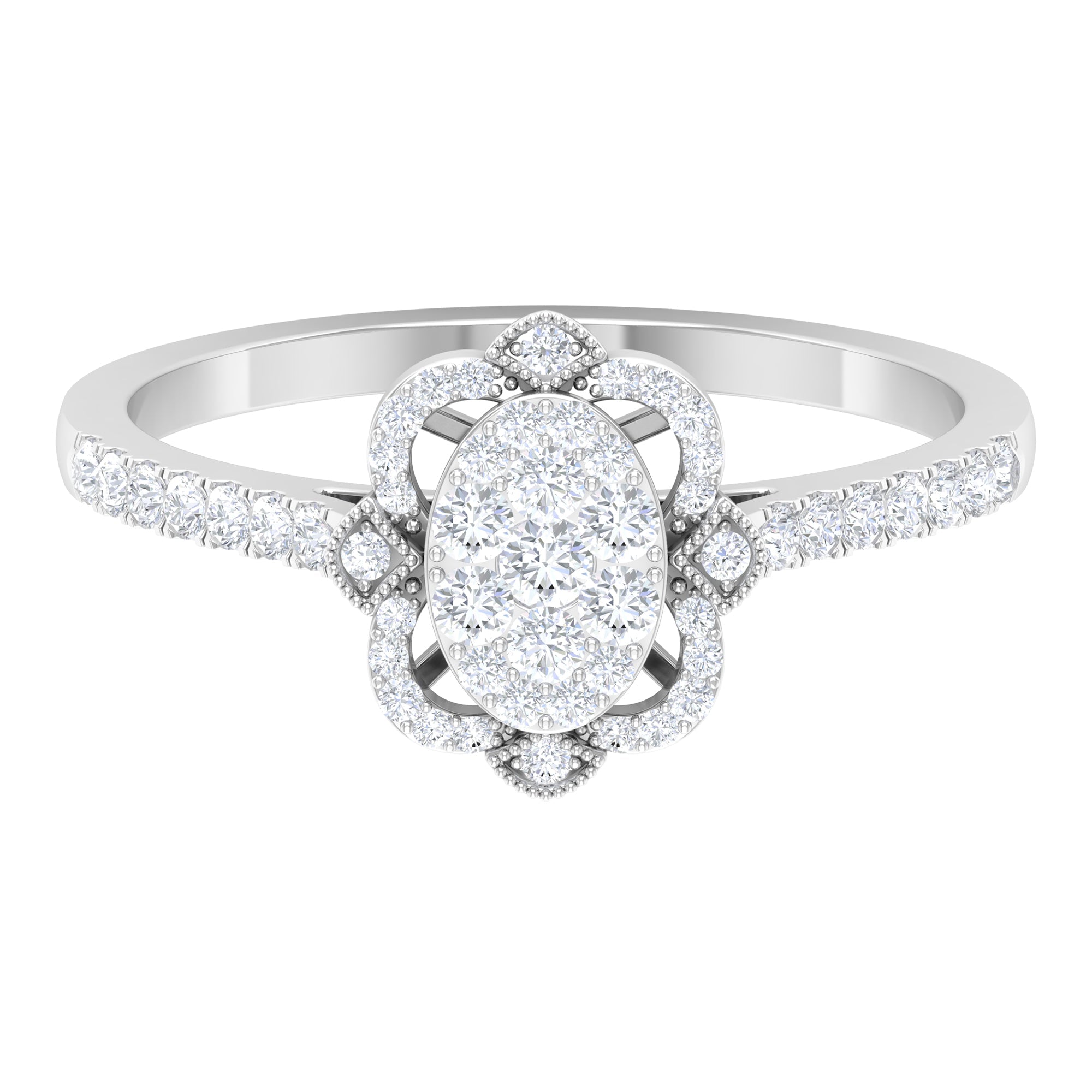 3/4 CT Diamond Solitaire Illusion Art Deco Ring