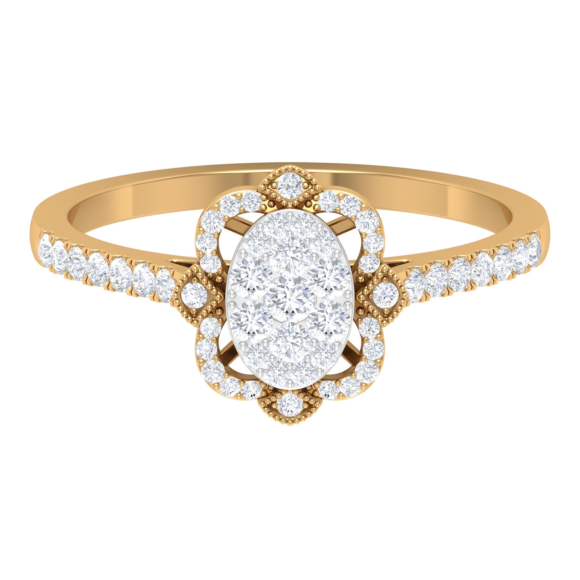 3/4 CT Diamond Solitaire Illusion Art Deco Ring