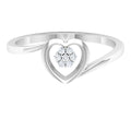 Gold Heart Bypass Ring with Diamond Cluster