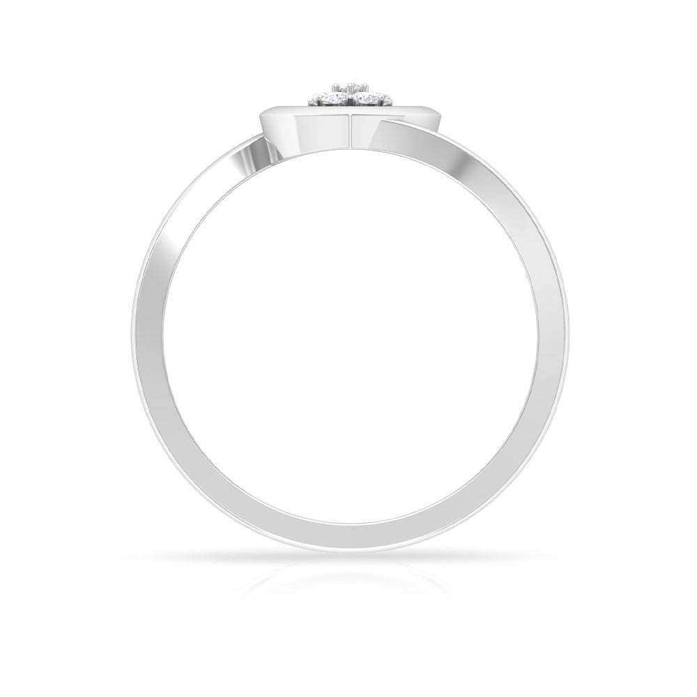 Gold Heart Bypass Ring with Diamond Cluster