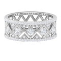 3/4 CT Vintage Inspired Diamond Wedding Band with Cutwork Details