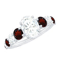 Moissanite 6X8 MM Oval Engagement Ring with Garnet