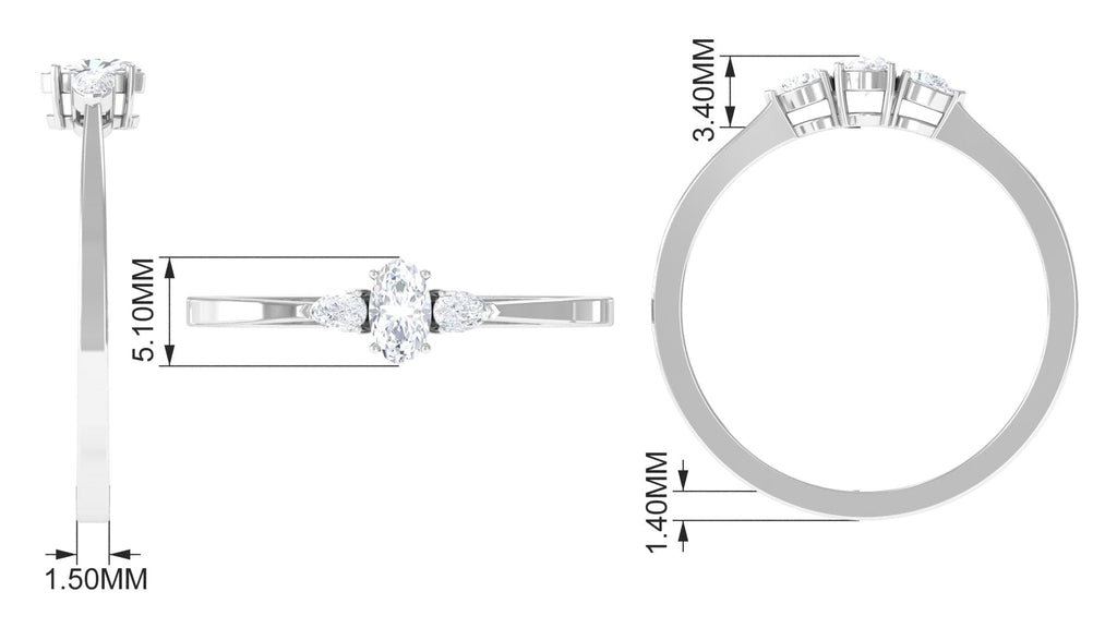 Real Diamond 3 Stone Promise Ring for Valentines