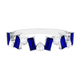 Blue Sapphire and Moissanite Half Eternity Ring in Prong Setting
