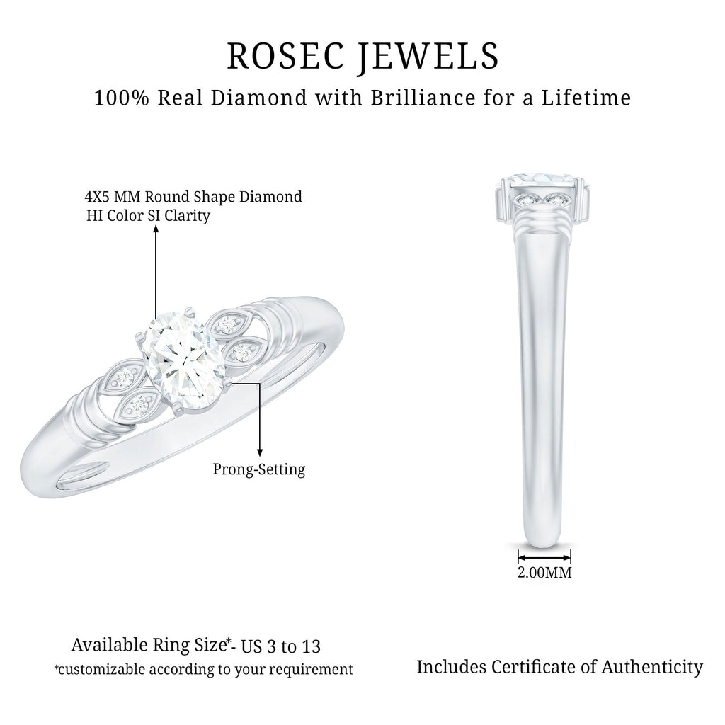 Natural Oval Cut Diamond Solitaire Engagement Ring