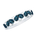 Pear Shape London Blue Topaz Half Eternity Band with Moissanite