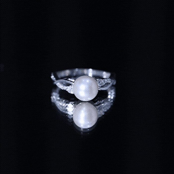 Natural Freshwater Pearl and Diamond Solitaire Crossover Ring