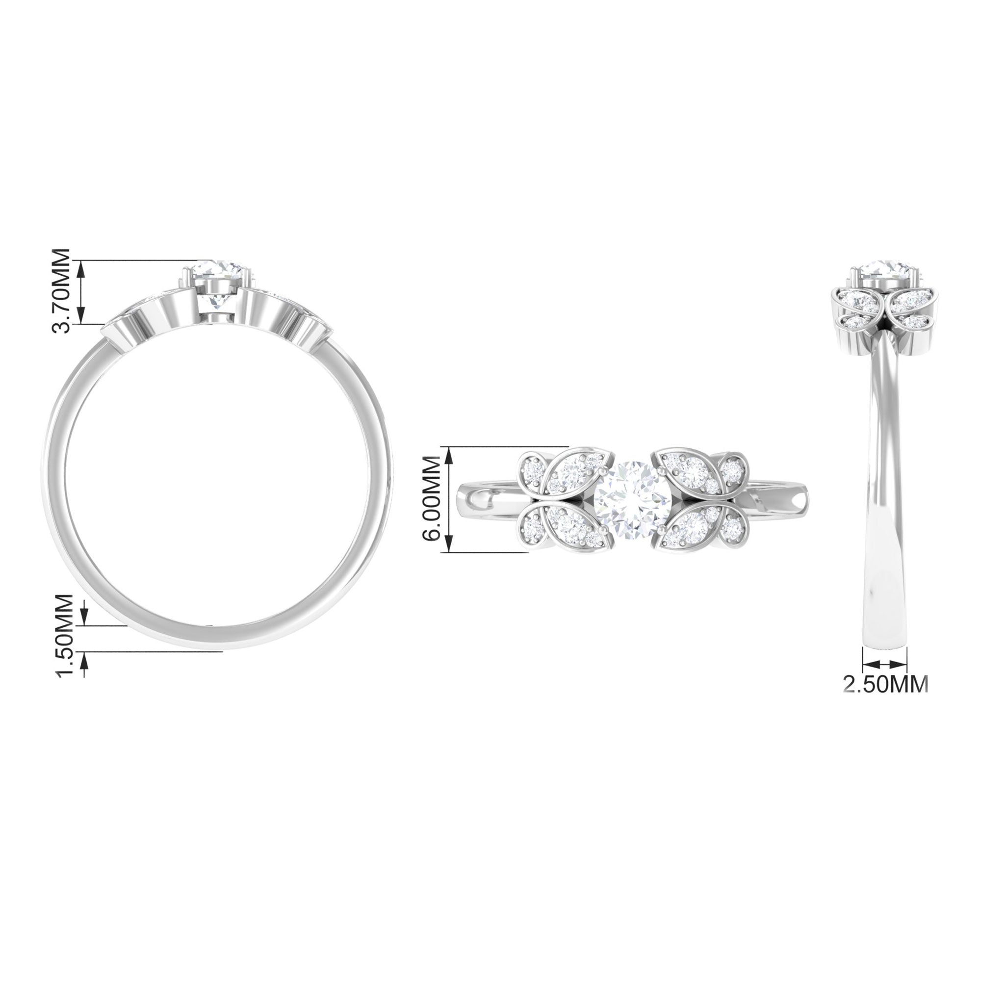Round Cut Diamond Nature Engagement Ring
