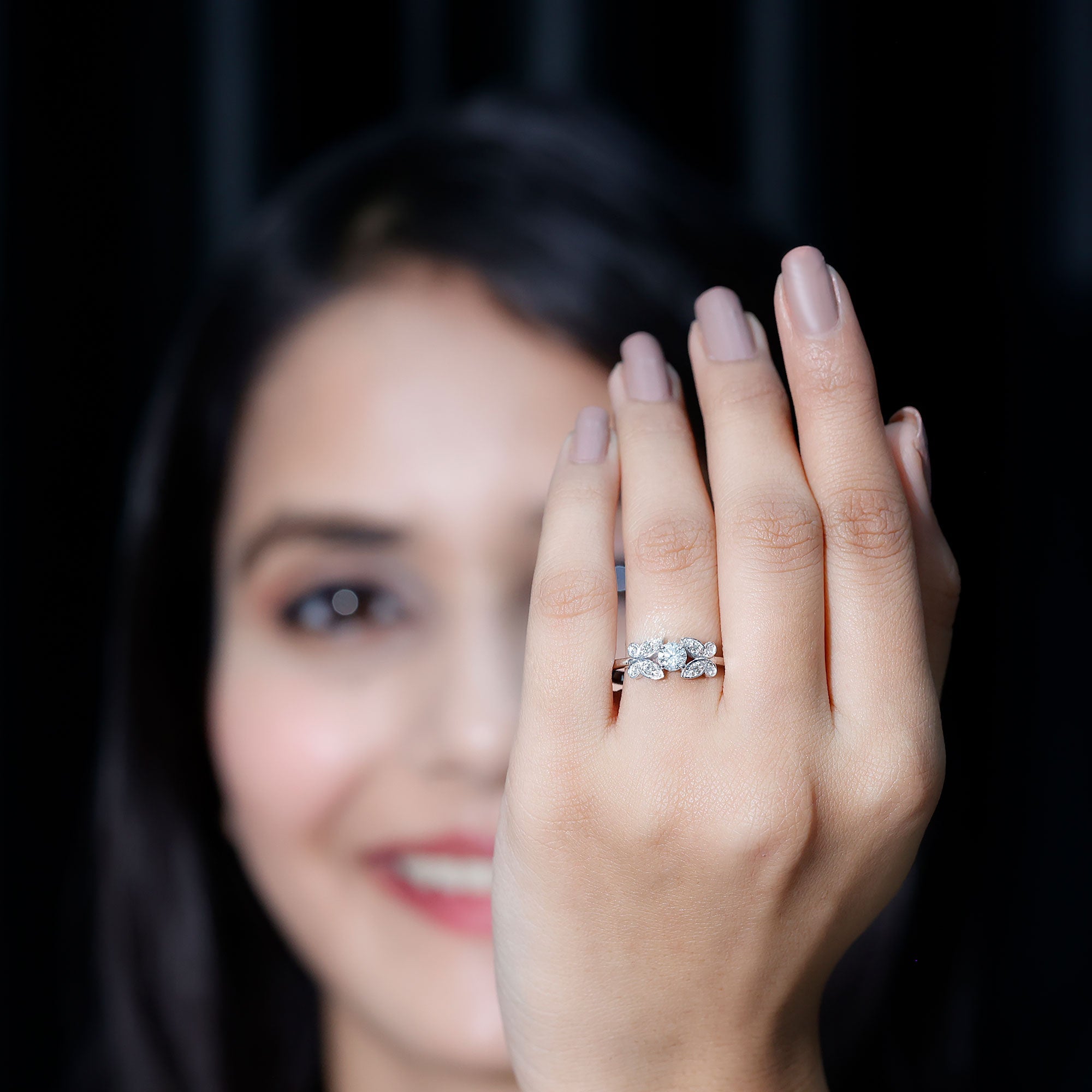 Round Cut Diamond Nature Engagement Ring
