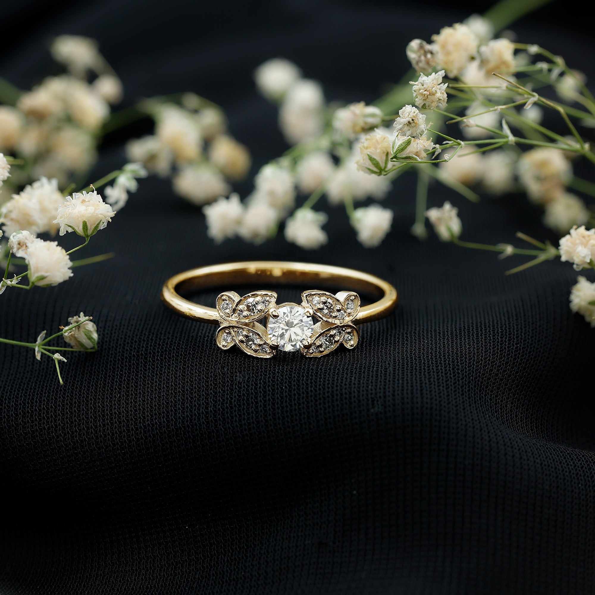 Round Cut Diamond Nature Engagement Ring