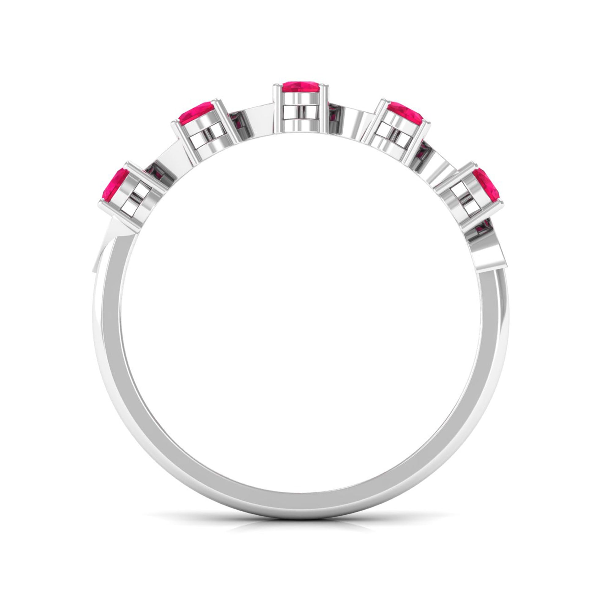 1.25 CT Pear Ruby Half Eternity Band Ring with Diamond