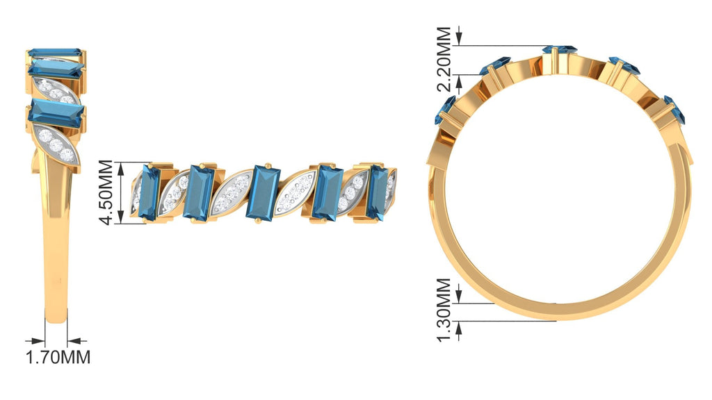 Baguette London Blue Topaz and Diamond Designer Eternity Band