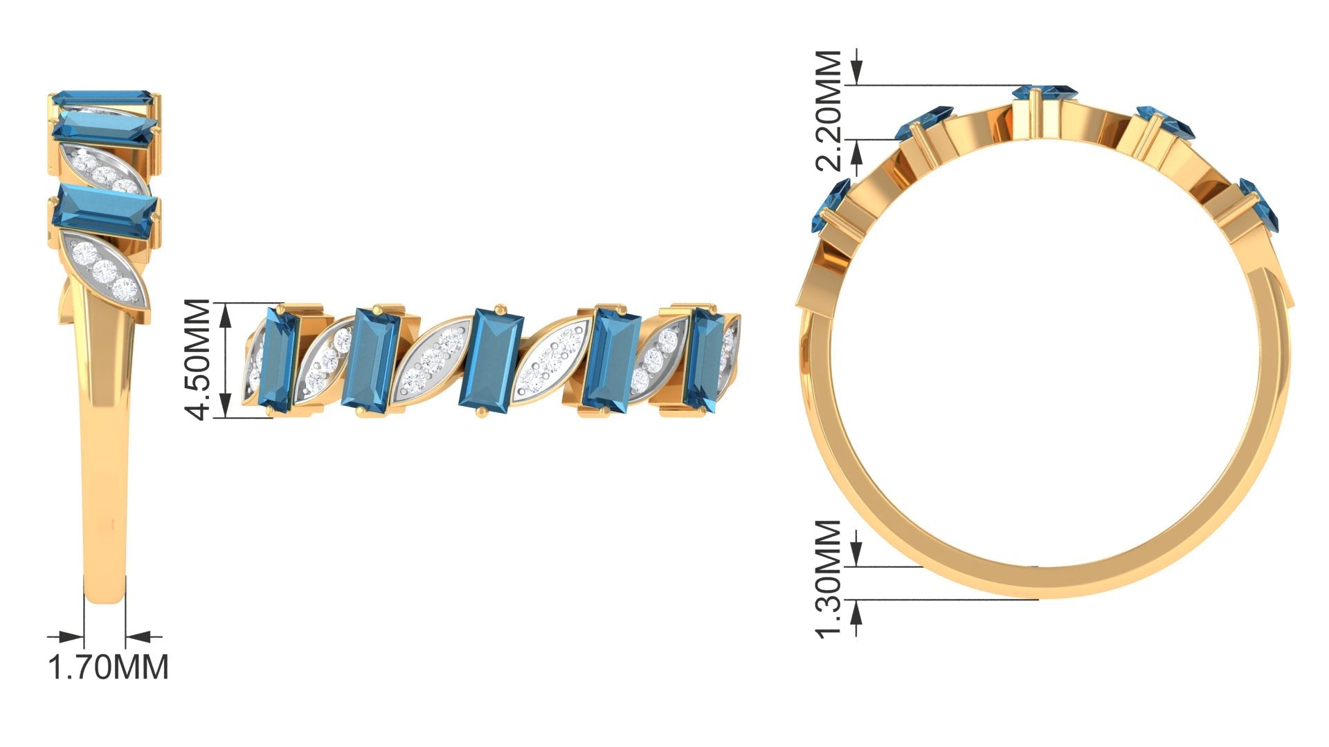 Baguette London Blue Topaz and Diamond Designer Eternity Band