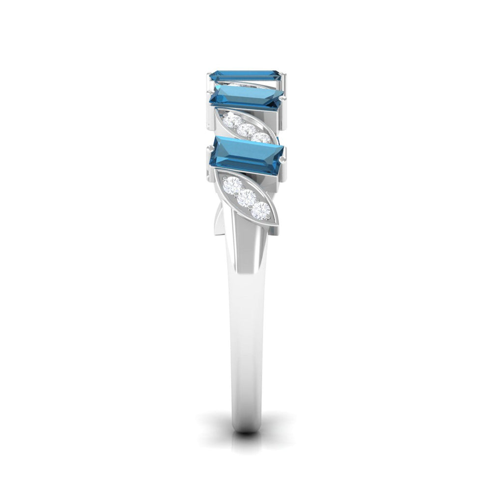 Baguette London Blue Topaz and Diamond Designer Eternity Band
