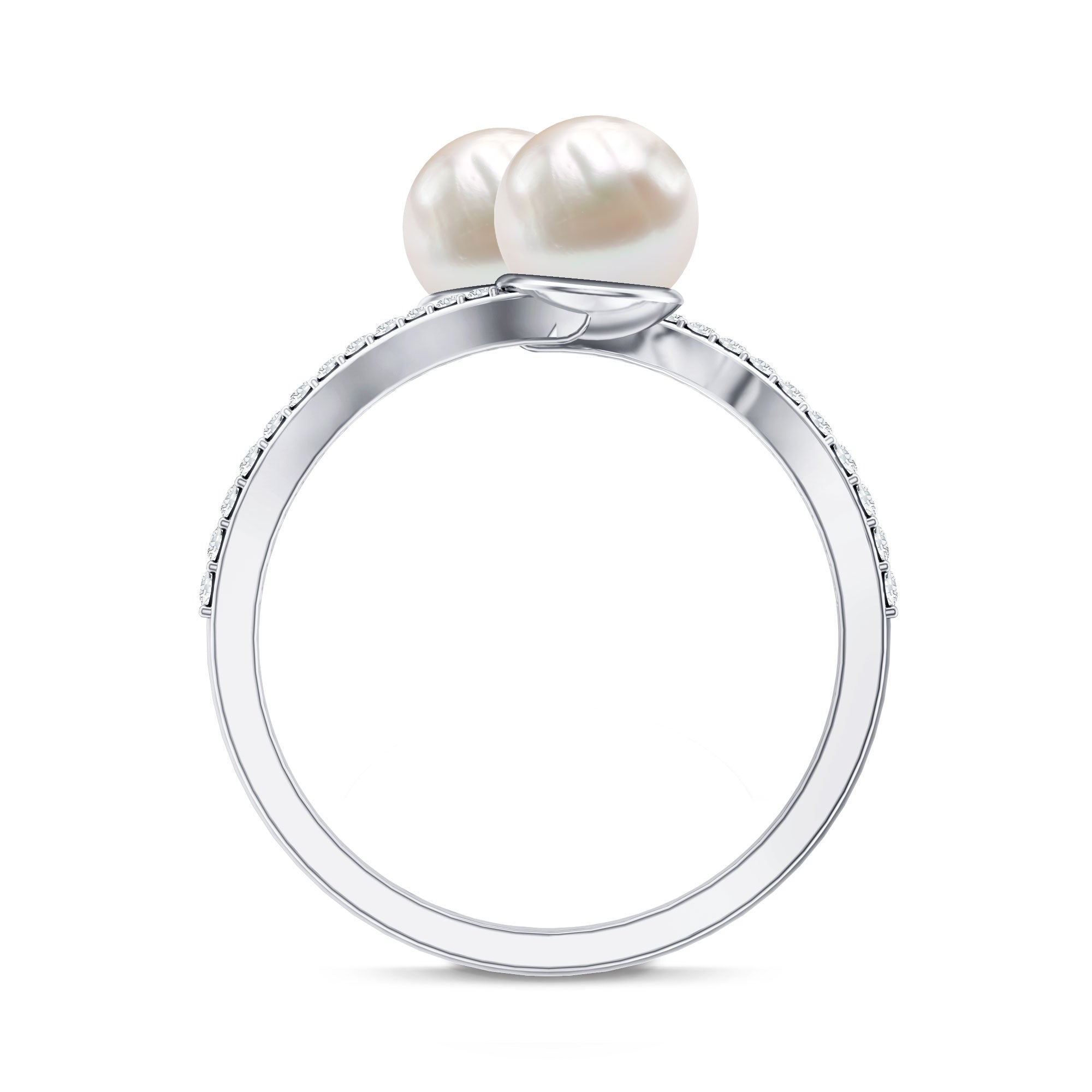 Moi et Toi Freshwater Pearl Bypass Ring with Diamond
