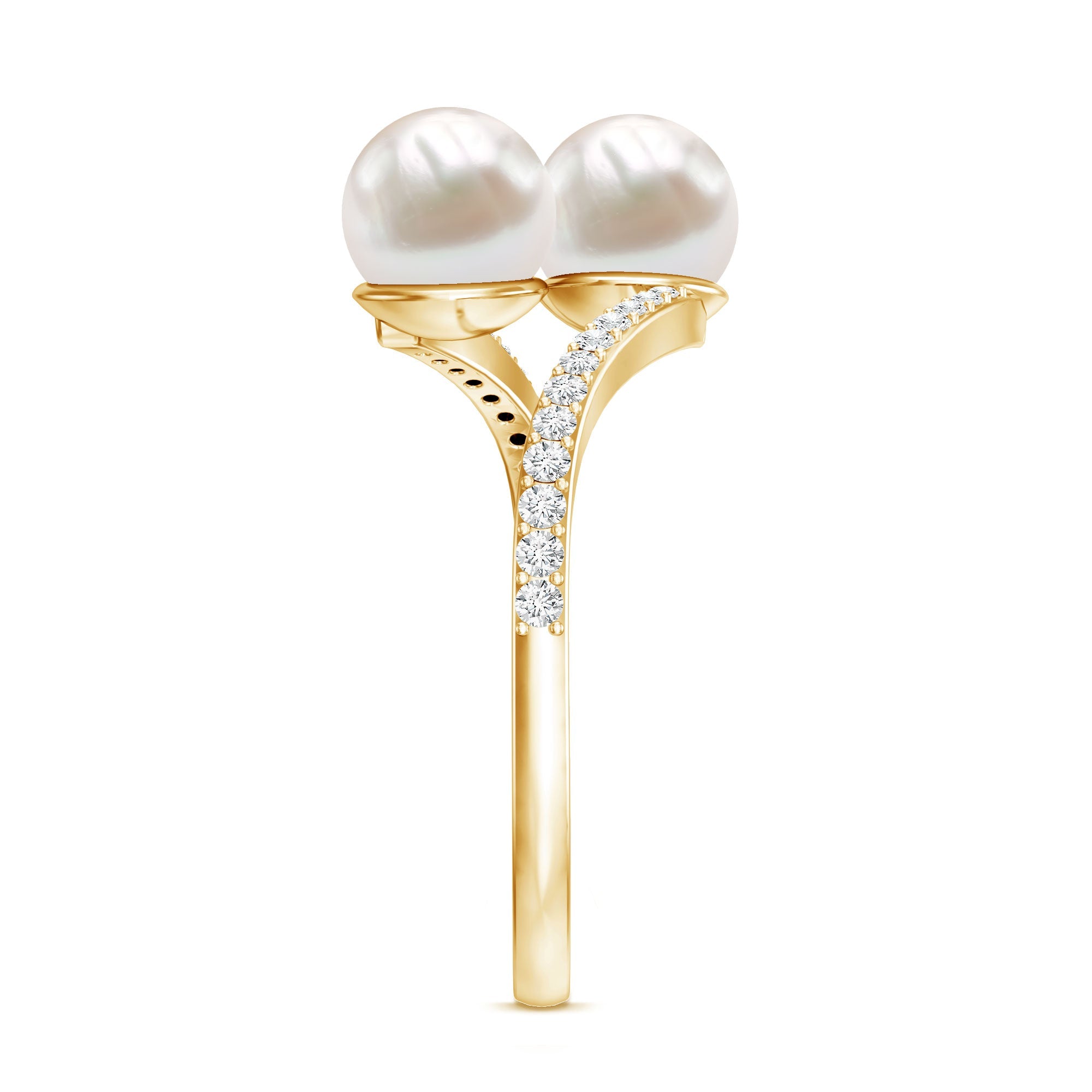 Moi et Toi Freshwater Pearl Bypass Ring with Diamond