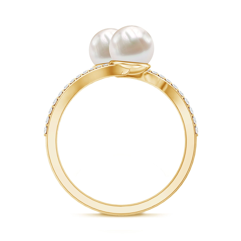 Moi et Toi Freshwater Pearl Bypass Ring with Diamond