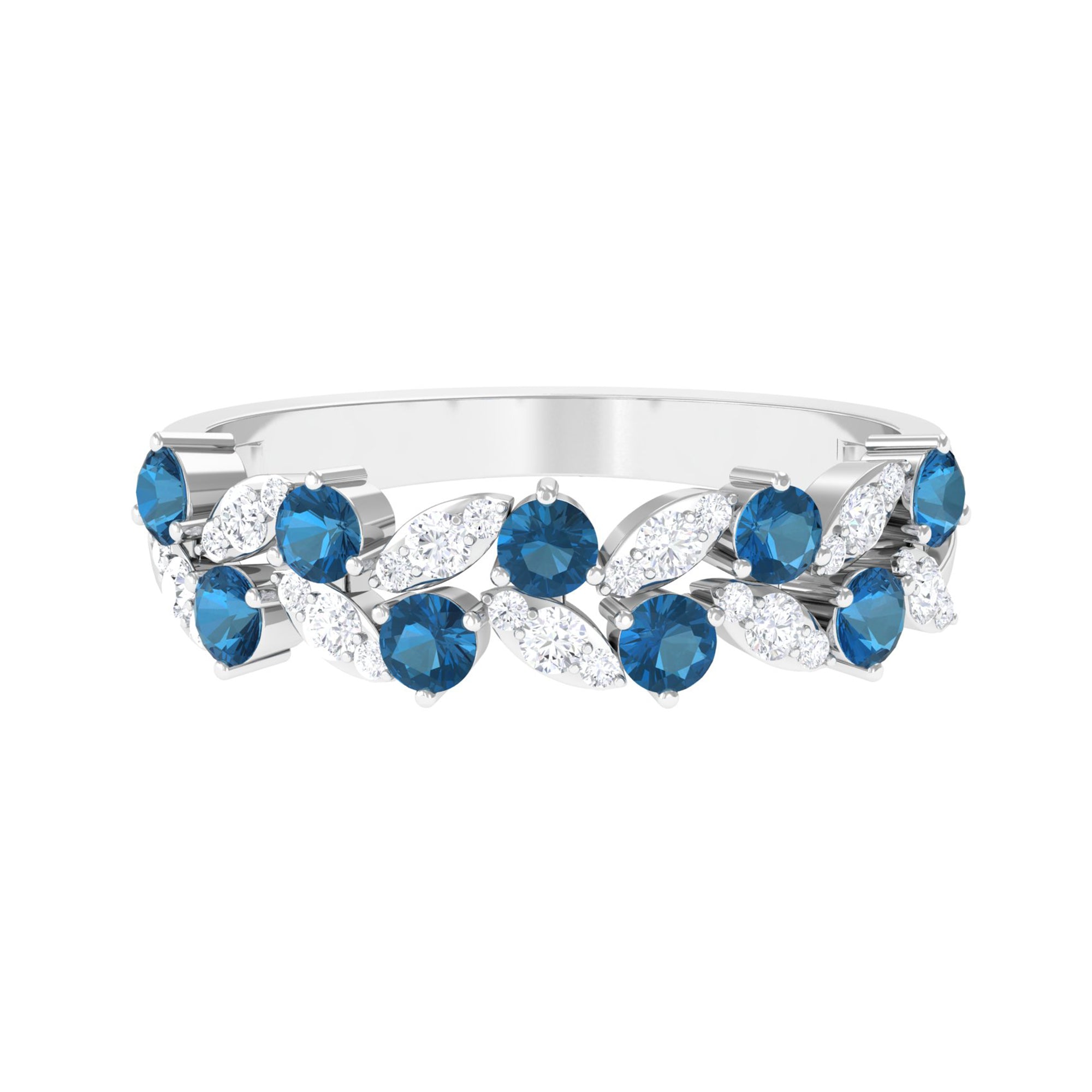 London Blue Topaz Nature Inspired Eternity Band with Diamond