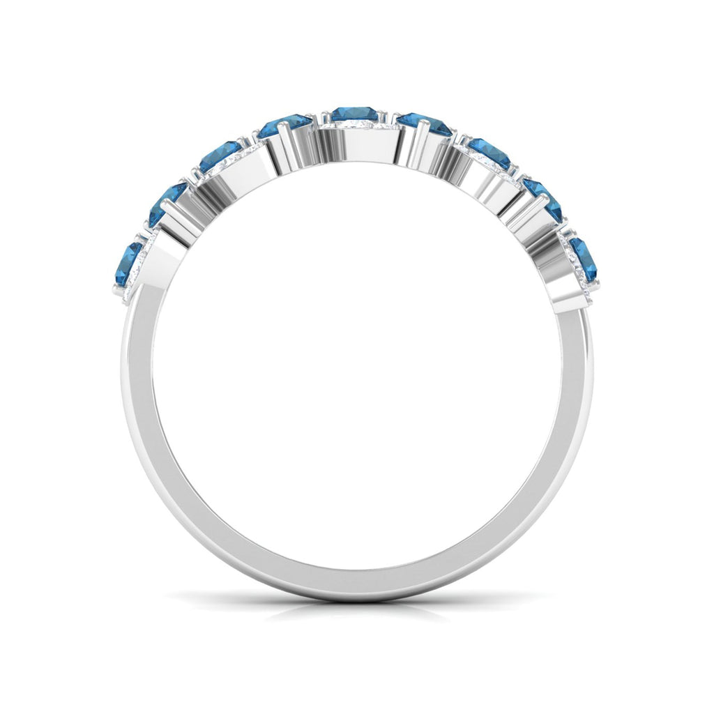 London Blue Topaz Nature Inspired Eternity Band with Diamond