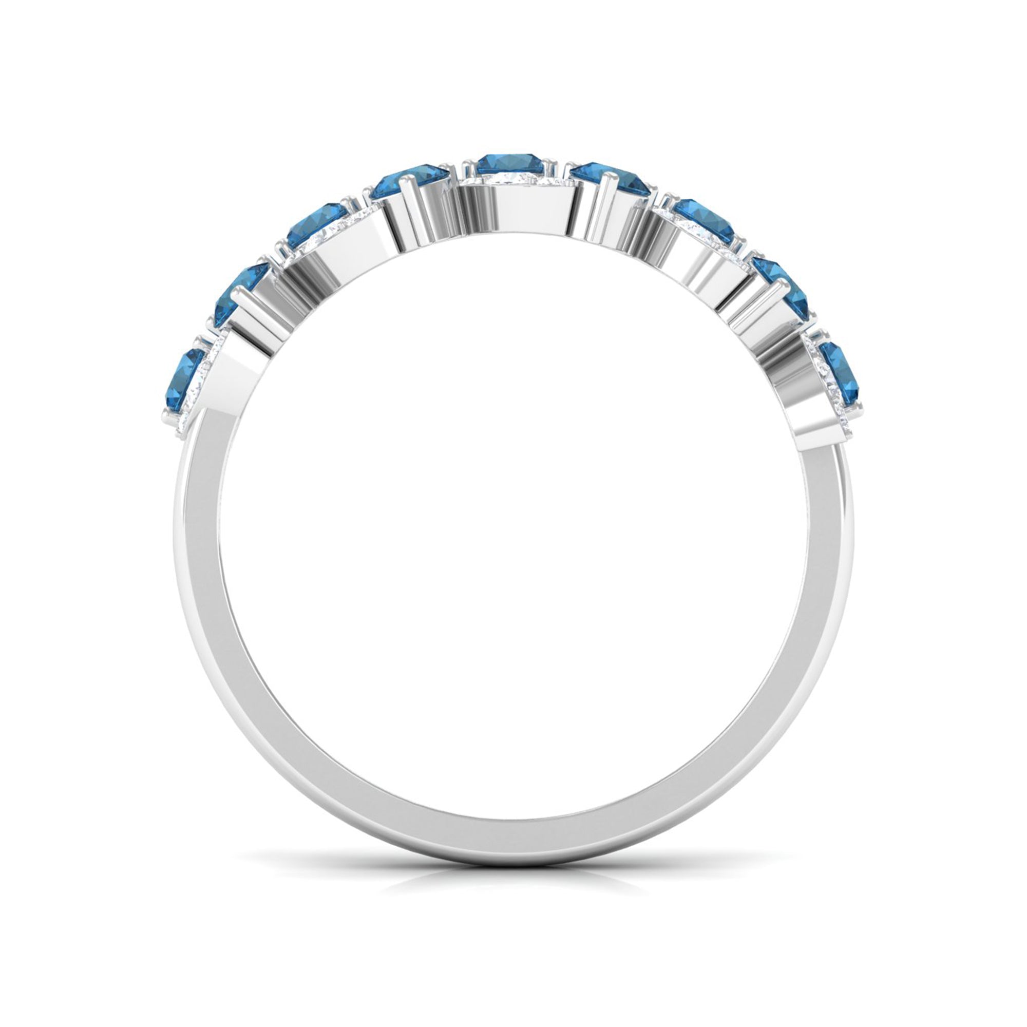 London Blue Topaz Nature Inspired Eternity Band with Diamond
