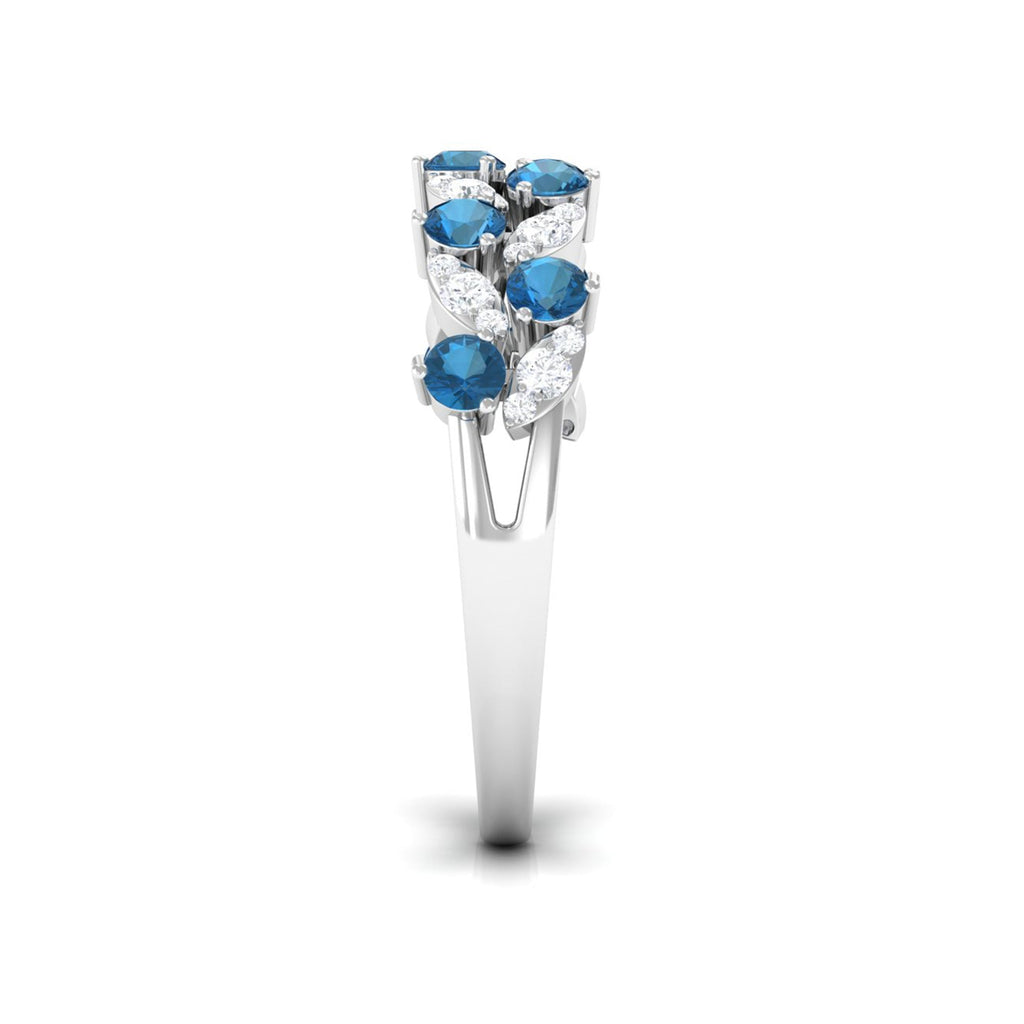 London Blue Topaz Nature Inspired Eternity Band with Diamond