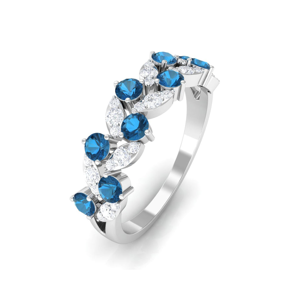 London Blue Topaz Nature Inspired Eternity Band with Diamond
