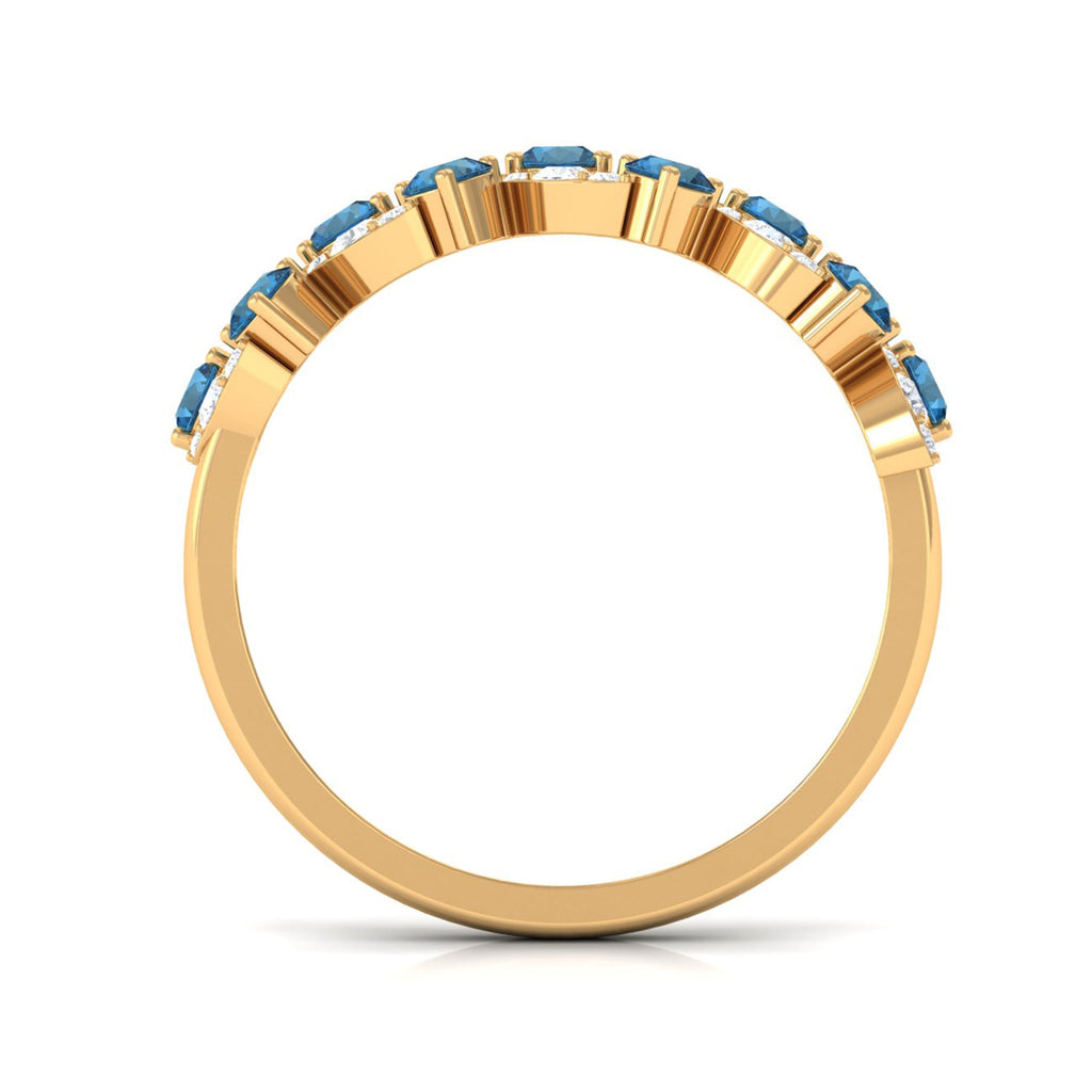 London Blue Topaz Nature Inspired Eternity Band with Diamond