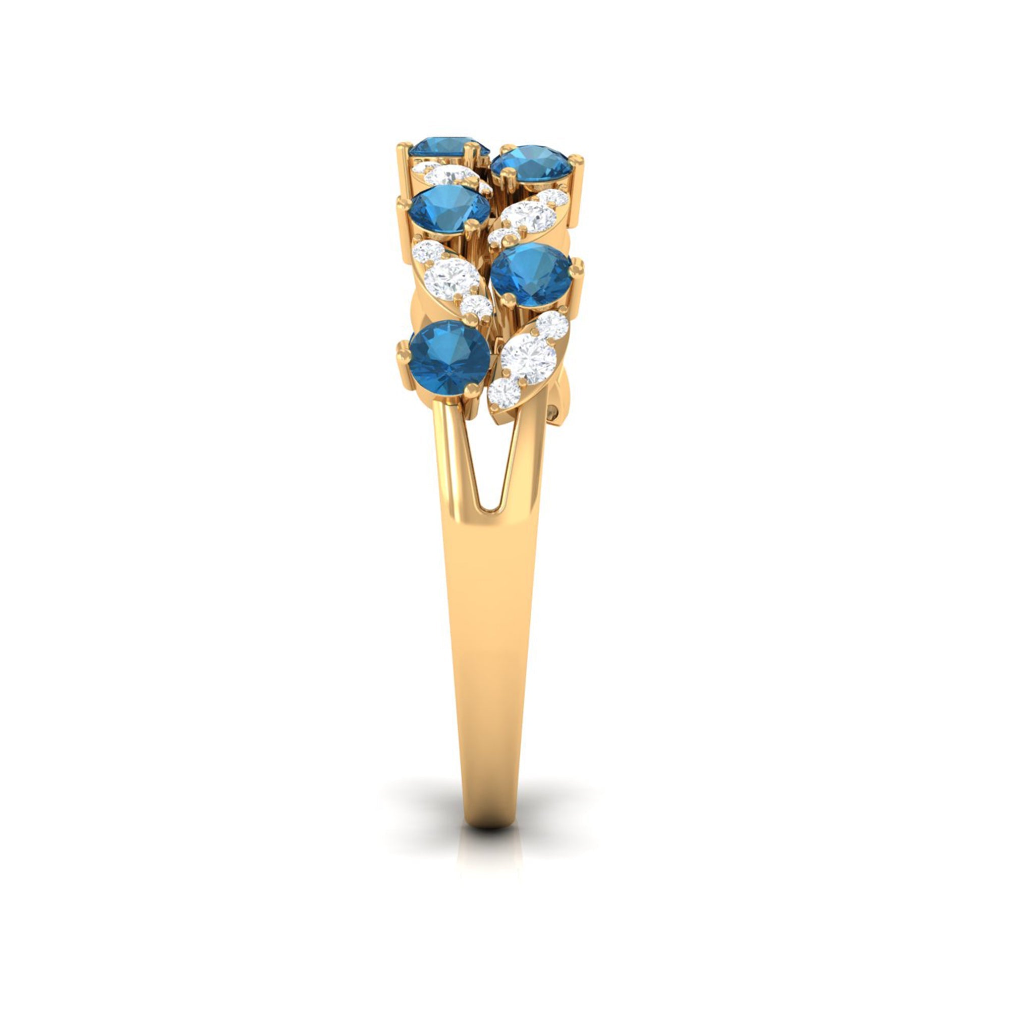 London Blue Topaz Nature Inspired Eternity Band with Diamond