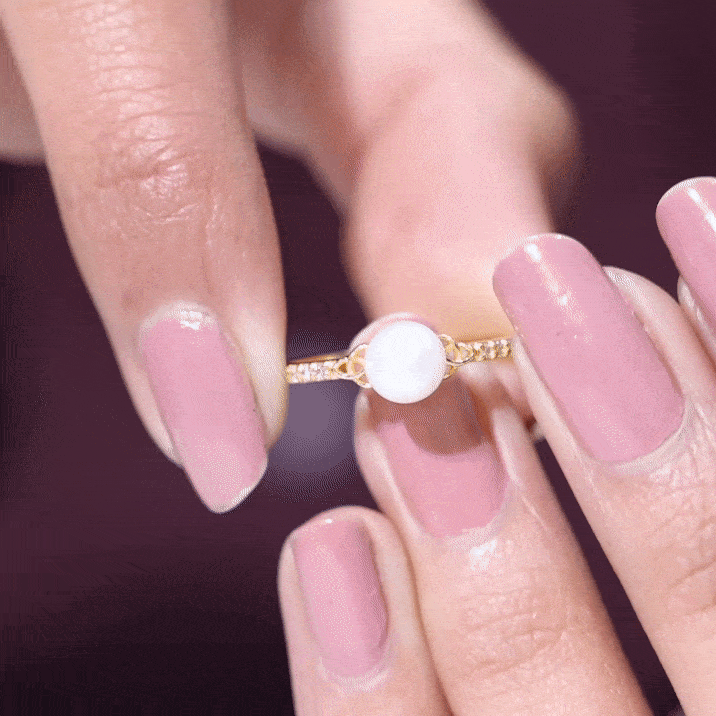 Freshwater Pearl and Diamond Side Stone Engagement Ring with Celtic Details