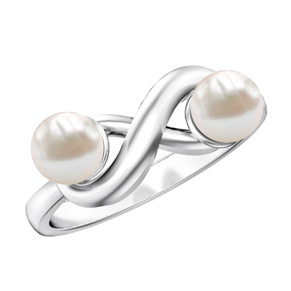 4 CT Toi et Moi Freshwater Pearl Infinity Gold Ring