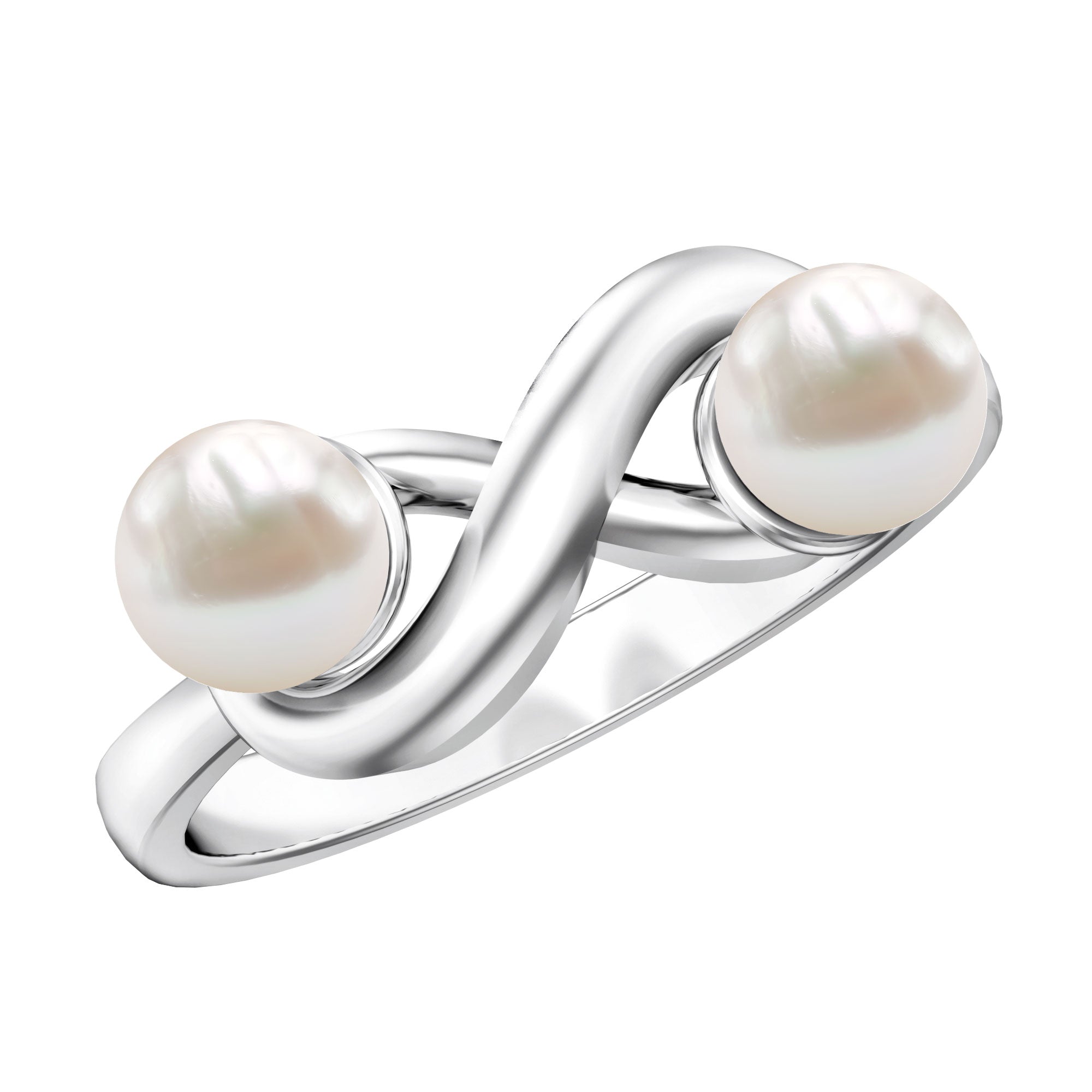 4 CT Toi et Moi Freshwater Pearl Infinity Gold Ring