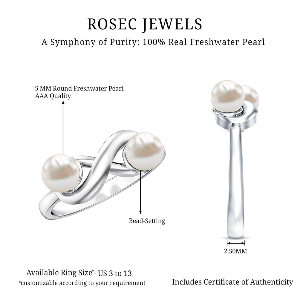 4 CT Toi et Moi Freshwater Pearl Infinity Gold Ring