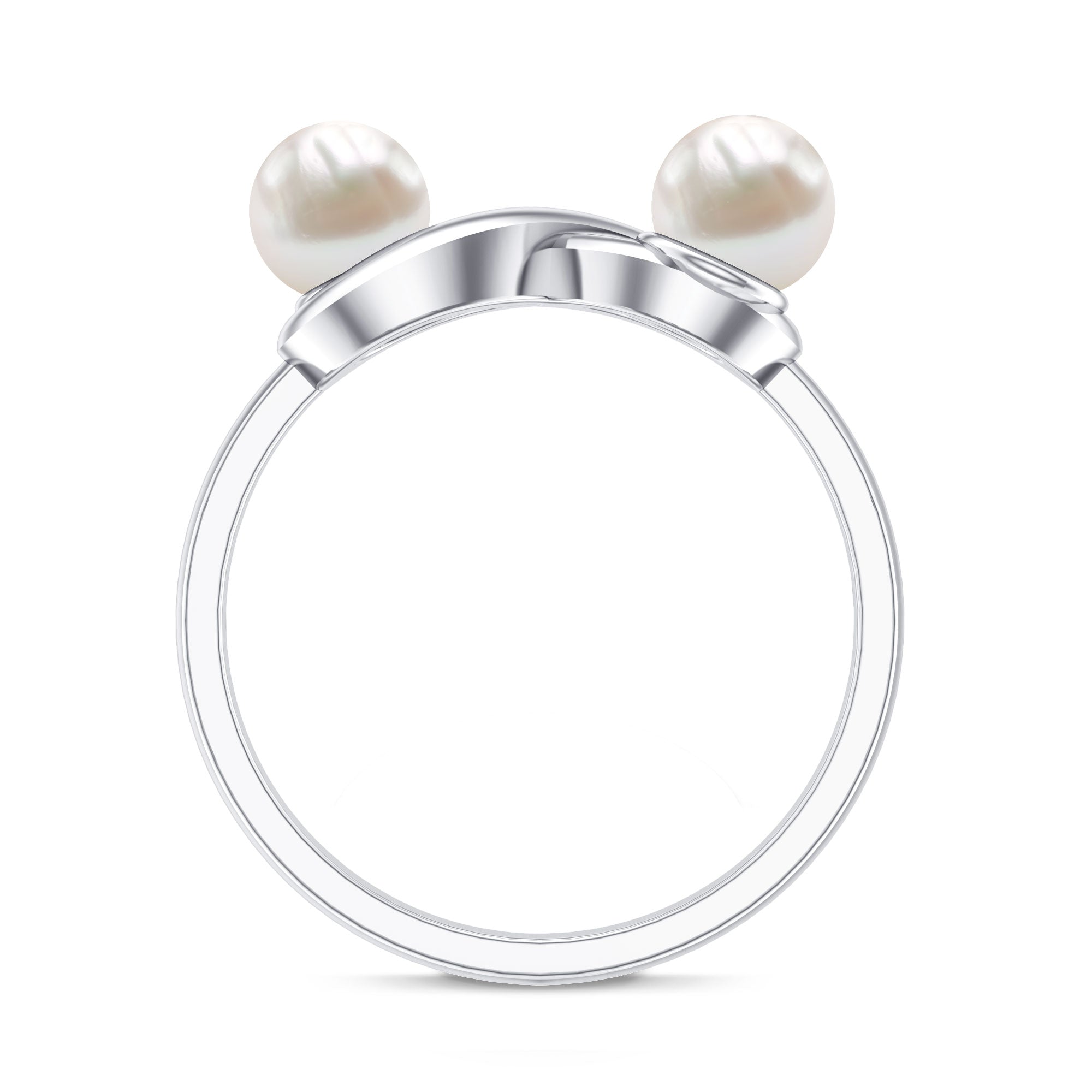 4 CT Toi et Moi Freshwater Pearl Infinity Gold Ring