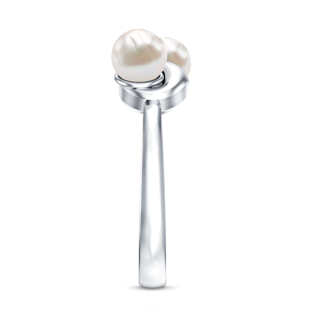 4 CT Toi et Moi Freshwater Pearl Infinity Gold Ring