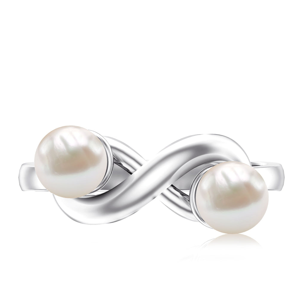 4 CT Toi et Moi Freshwater Pearl Infinity Gold Ring