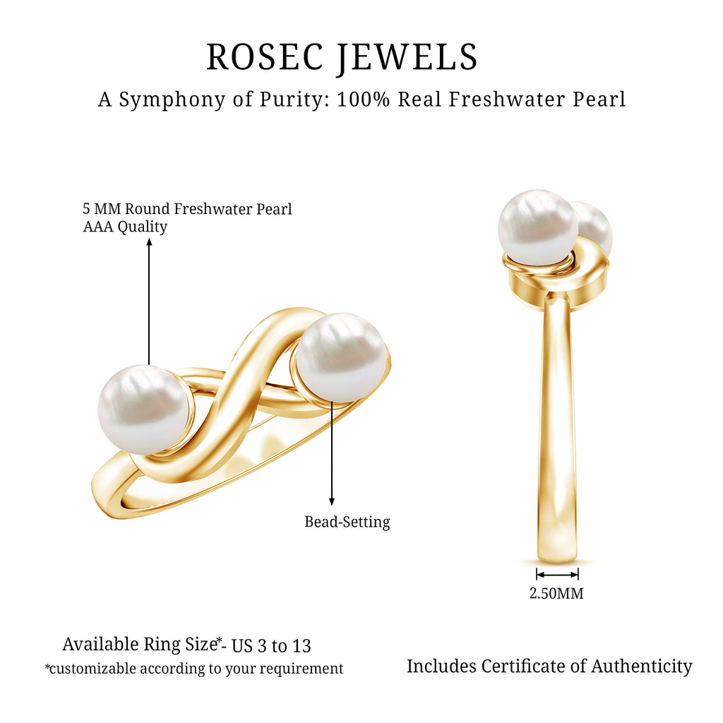 4 CT Toi et Moi Freshwater Pearl Infinity Gold Ring