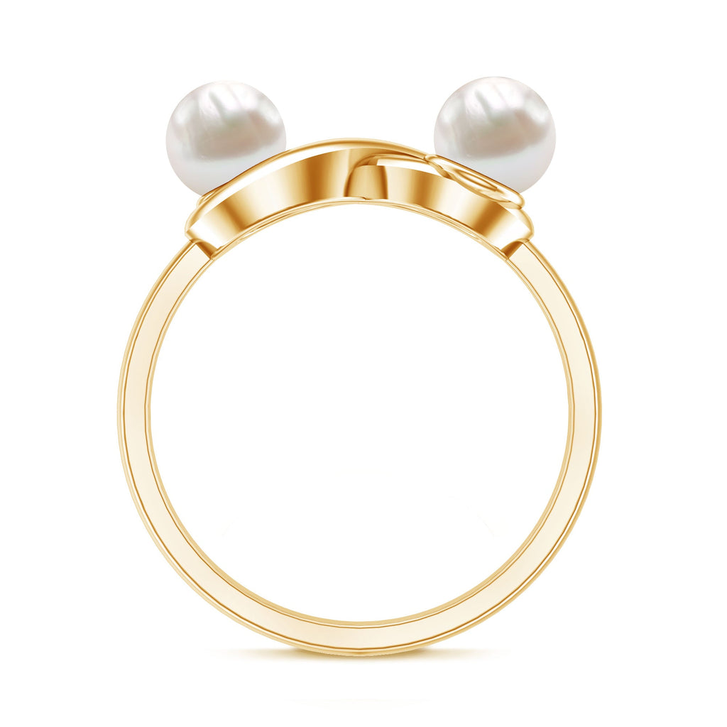 4 CT Toi et Moi Freshwater Pearl Infinity Gold Ring