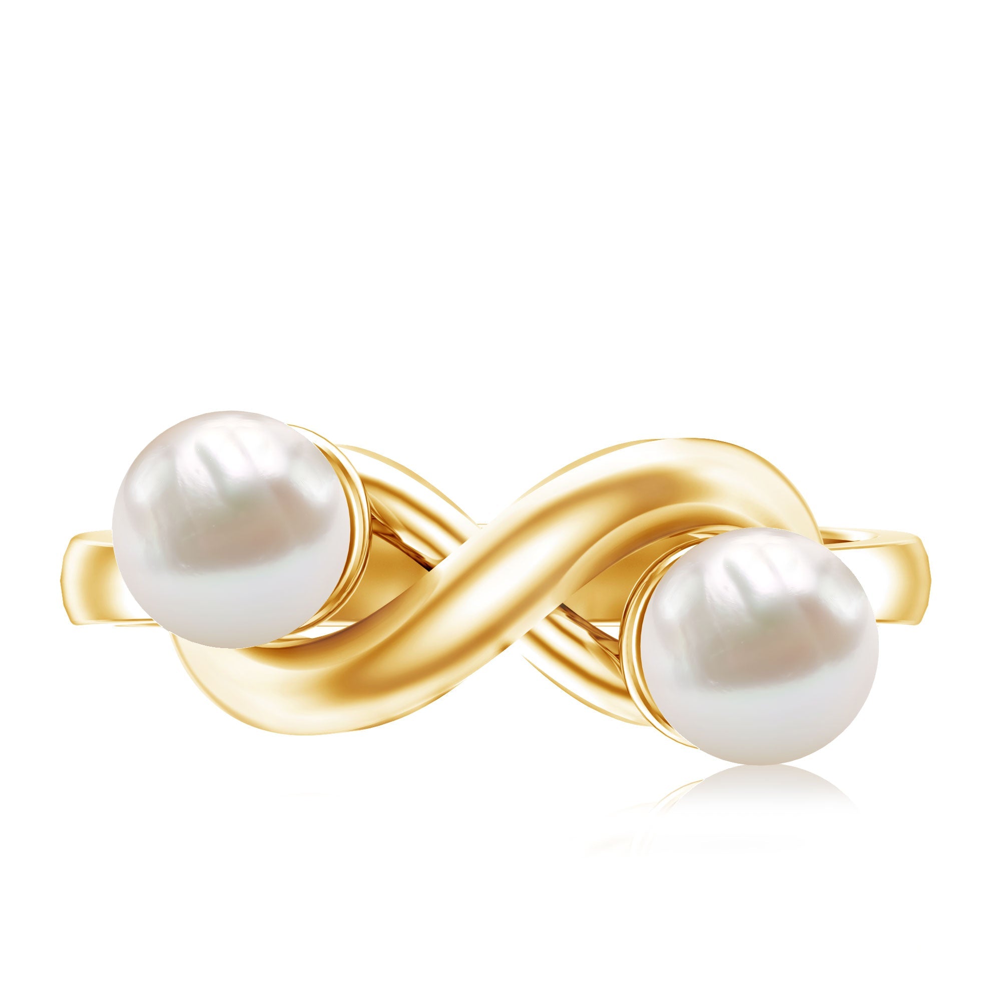 4 CT Toi et Moi Freshwater Pearl Infinity Gold Ring