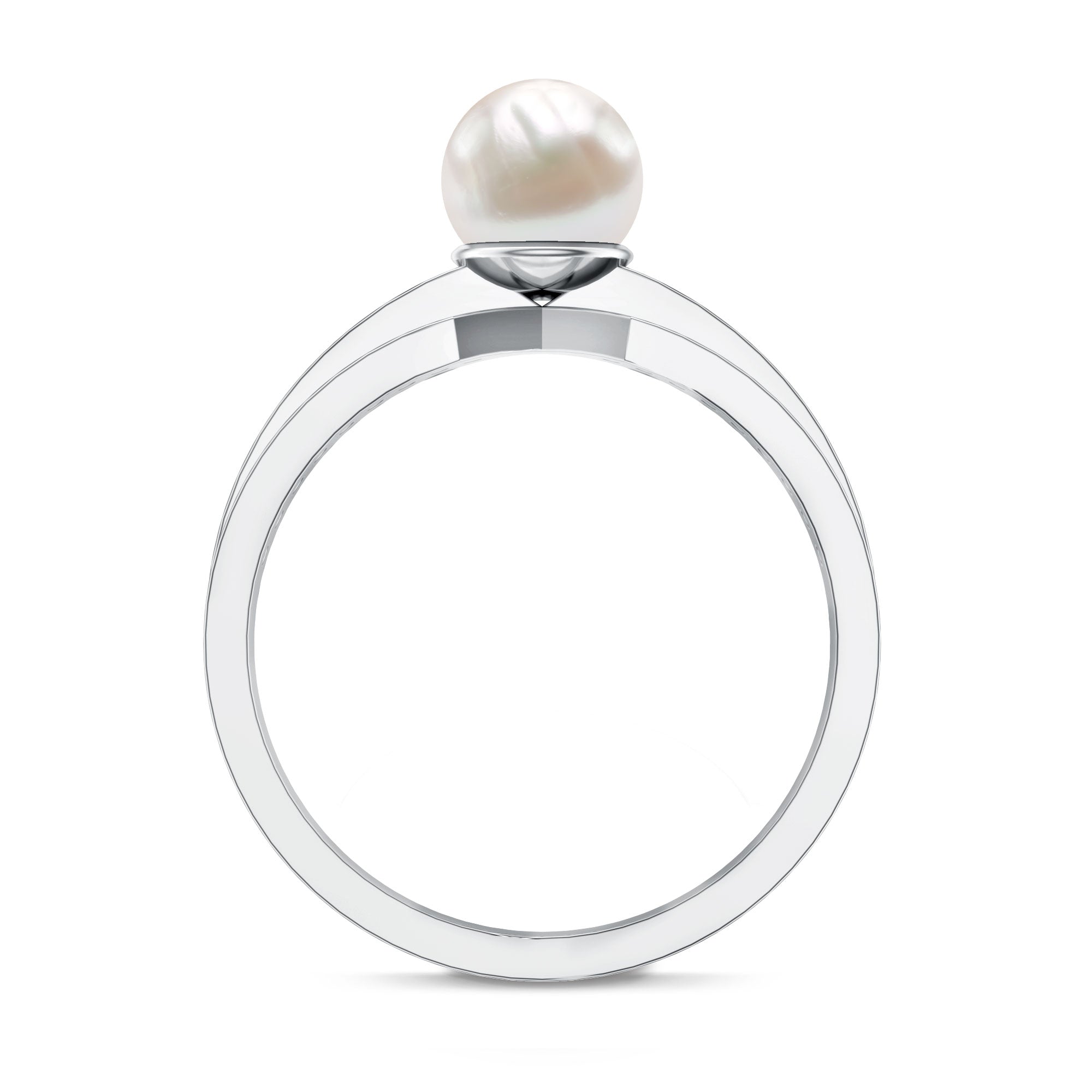 2.50 CT Freshwater Pearl Solitaire Ring with Diamond Side Stones