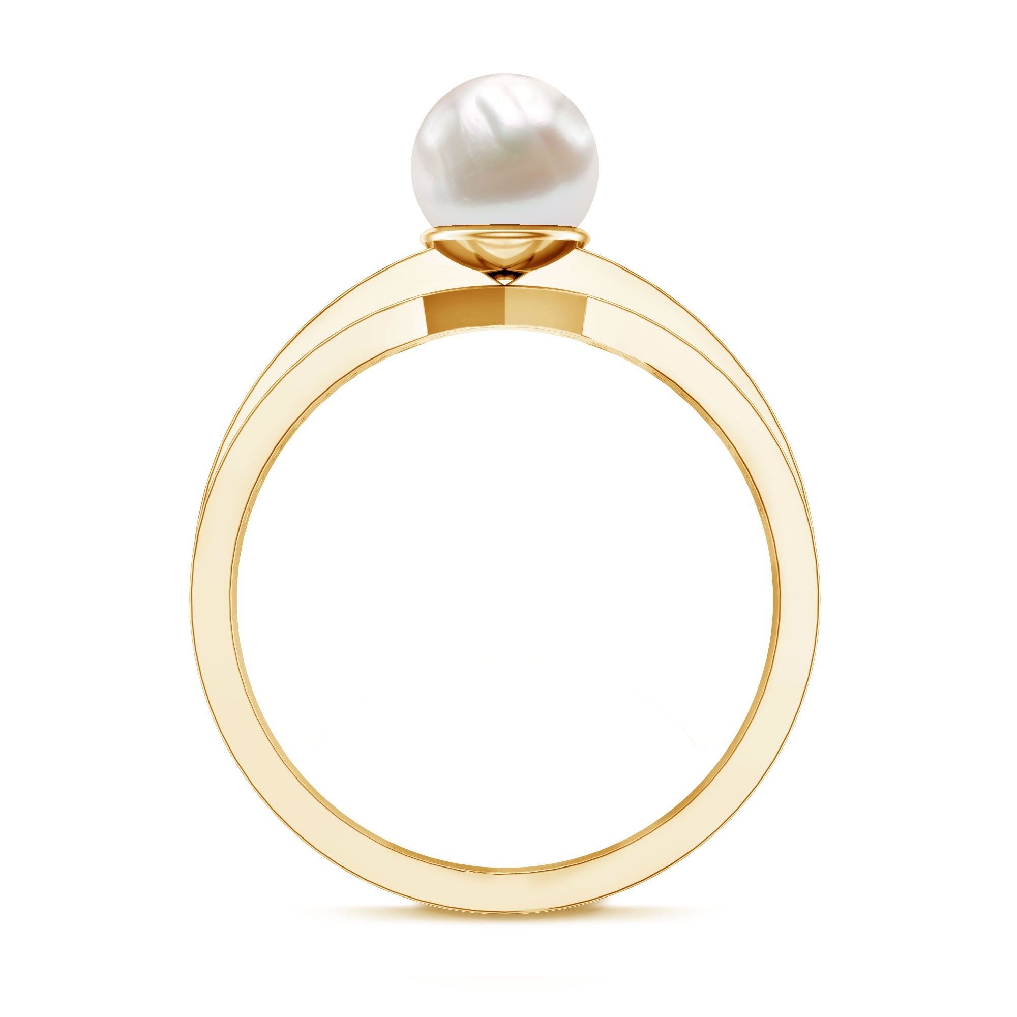 2.50 CT Freshwater Pearl Solitaire Ring with Diamond Side Stones