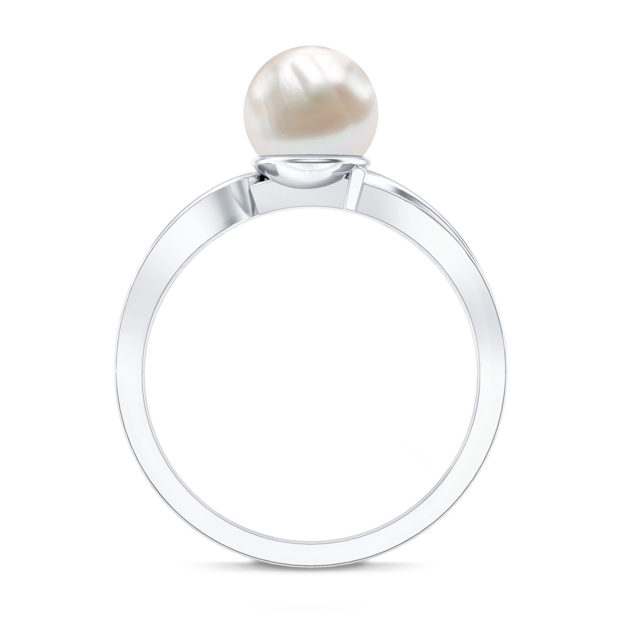 3 CT Freshwater Pearl Solitaire Ring with Diamond Infinity Shank
