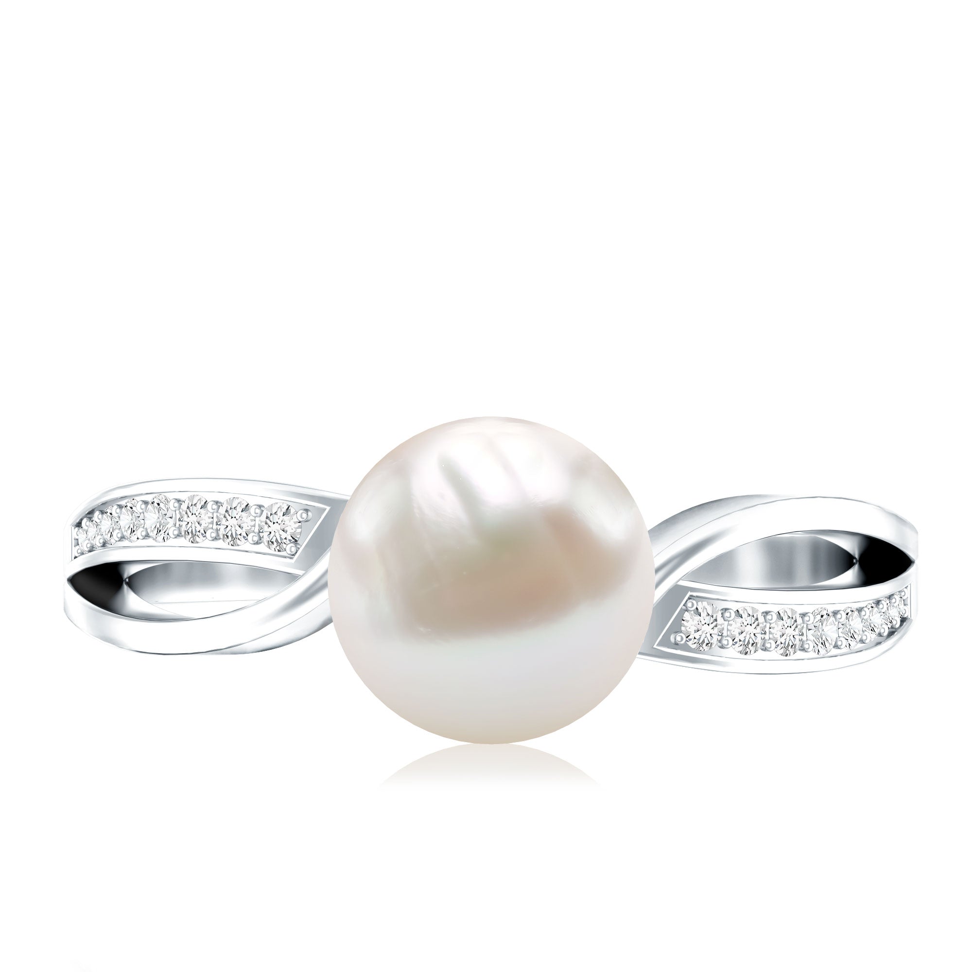 3 CT Freshwater Pearl Solitaire Ring with Diamond Infinity Shank