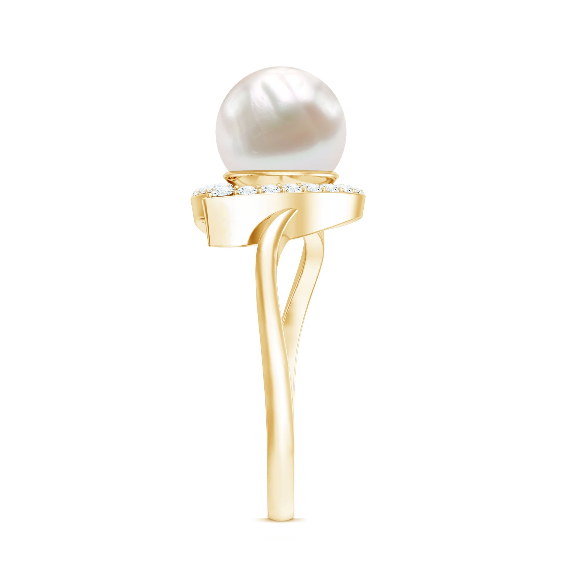 2.25 CT Freshwater Pearl and Diamond Heart Bypass Engagement Ring